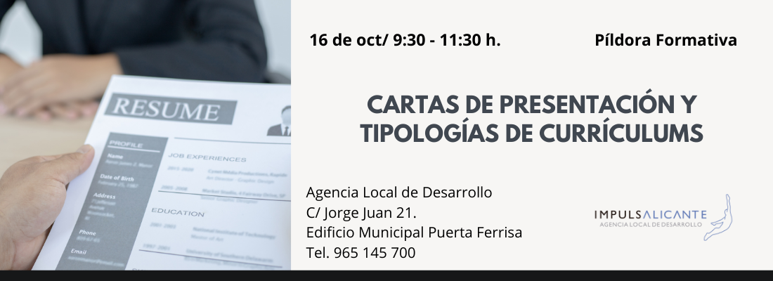 Píldora para el empleo: Cartas de presentación y tipologías de currículum